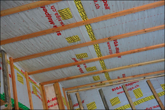 Great attention to detail was taken with the airtightness layer on the inside of the construction Great attention to detail was taken with the airtightness layer on the inside of the construction