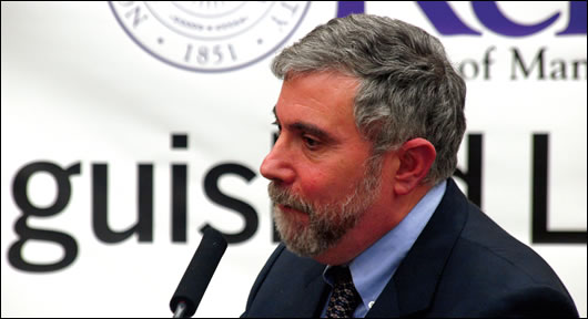 Economist Paul Krugman advocates that the US government should continue to borrow until the economy picks up Economist Paul Krugman advocates that the US government should continue to borrow until the economy picks up