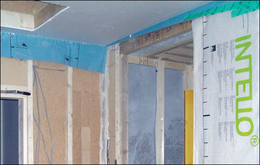 The Intello Plus membrane and Homatherm Holzflex woodfibre insulation supplied by Ecological Building Systems