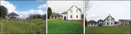 (left to right) the existing cottage in 2004 before the extension was built; the completed extension with work underway on the cottage renovation in 2008; and the finished project earlier this year