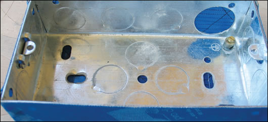 An electrics box wrapped with airtightness membrane An electrics box wrapped with airtightness membrane
