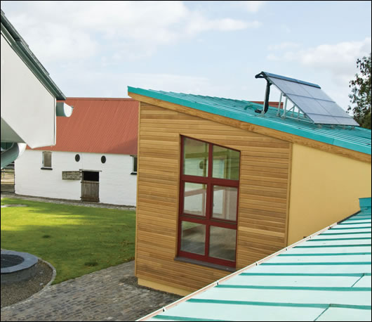 The Thermomax solar array mounted on the extension’s patinated copper roof