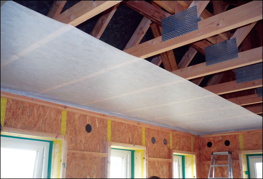 OSB board in the walls was taped and sealed to provide an airtight layer