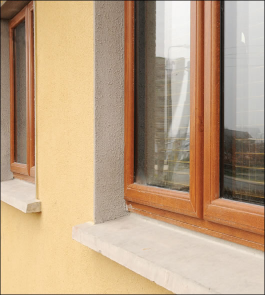 the house’s original concrete sills were removed and new ones installed, with insulation behind them to prevent cold bridging the house’s original concrete sills were removed and new ones installed, with insulation behind them to prevent cold bridging