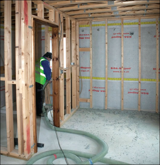 The blower door test produced a superb result of 0.26 air changes per hour