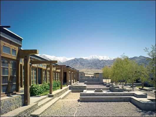 The planted courtyard, which provides natural light and ventilation