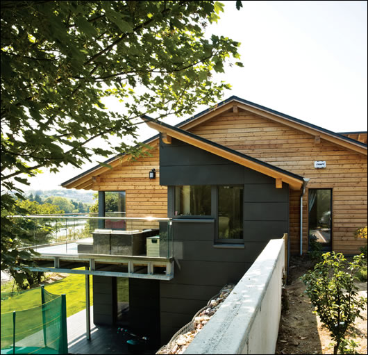 The upper level was built with an Eco timber Frame system and clad externally with Austrian larch The upper level was built with an Eco timber Frame system and clad externally with Austrian larch