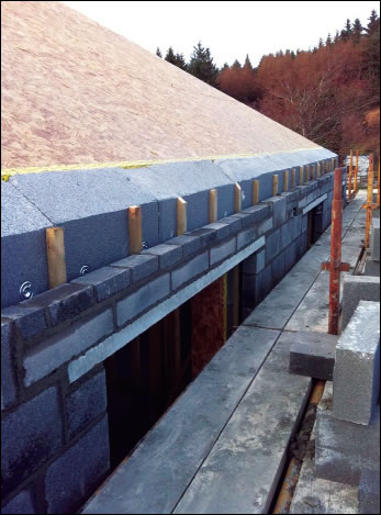 200mm Platinum EPS external insulation cut level with the roof pitch