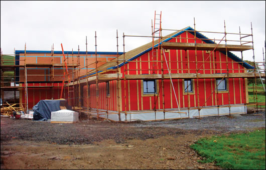 The battened walls ready for Aquapanel cement fibre board cladding