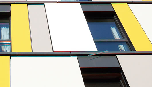 In choosing a façade material, the architects decided to exclude materials more associated with commercial buildings, such as metal panelling, and ultimately settled on Trespa Meteon cladding for the rainscreen finish. Casement windows throughout the building are Lang Fenster triple-glazed aluminium-clad timber units, certified by the Passive House Institute